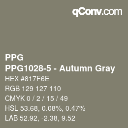 Código de color: PPG - PPG1028-5 - Autumn Gray | qconv.com