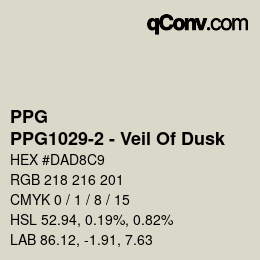 カラーコード: PPG - PPG1029-2 - Veil Of Dusk | qconv.com