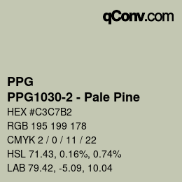 カラーコード: PPG - PPG1030-2 - Pale Pine | qconv.com