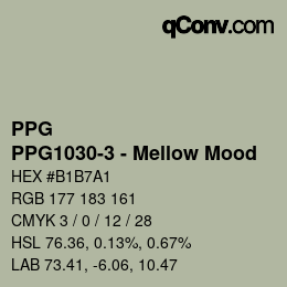 Código de color: PPG - PPG1030-3 - Mellow Mood | qconv.com