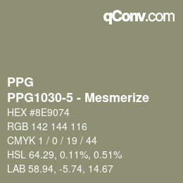 カラーコード: PPG - PPG1030-5 - Mesmerize | qconv.com