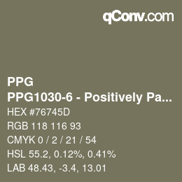 Color code: PPG - PPG1030-6 - Positively Palm | qconv.com