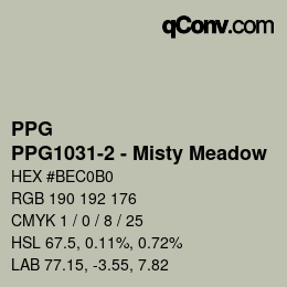カラーコード: PPG - PPG1031-2 - Misty Meadow | qconv.com