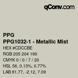 カラーコード: PPG - PPG1032-1 - Metallic Mist | qconv.com