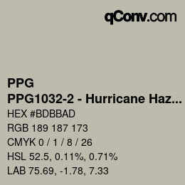 カラーコード: PPG - PPG1032-2 - Hurricane Haze | qconv.com