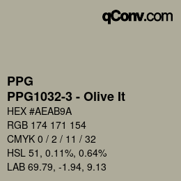 Color code: PPG - PPG1032-3 - Olive It | qconv.com
