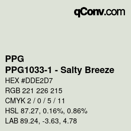 Color code: PPG - PPG1033-1 - Salty Breeze | qconv.com