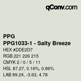 Código de color: PPG - PPG1033-1 - Salty Breeze | qconv.com