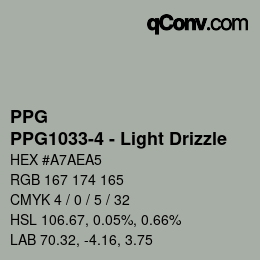 カラーコード: PPG - PPG1033-4 - Light Drizzle | qconv.com