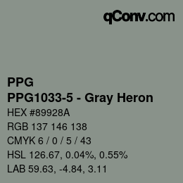 Farbcode: PPG - PPG1033-5 - Gray Heron | qconv.com
