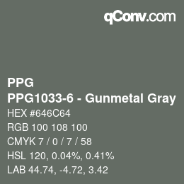 Color code: PPG - PPG1033-6 - Gunmetal Gray | qconv.com