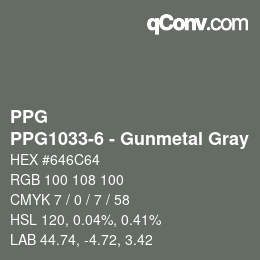 カラーコード: PPG - PPG1033-6 - Gunmetal Gray | qconv.com