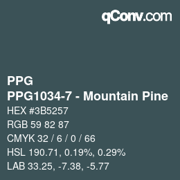 カラーコード: PPG - PPG1034-7 - Mountain Pine | qconv.com