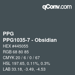 Código de color: PPG - PPG1035-7 - Obsidian | qconv.com