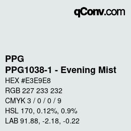 Color code: PPG - PPG1038-1 - Evening Mist | qconv.com