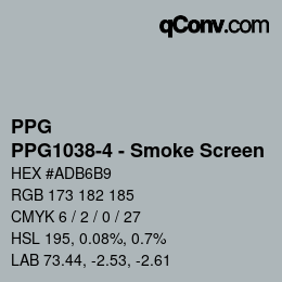 カラーコード: PPG - PPG1038-4 - Smoke Screen | qconv.com