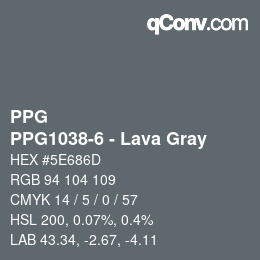Color code: PPG - PPG1038-6 - Lava Gray | qconv.com