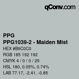 カラーコード: PPG - PPG1039-2 - Maiden Mist | qconv.com