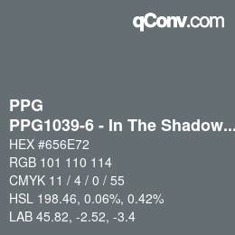 Código de color: PPG - PPG1039-6 - In The Shadows | qconv.com