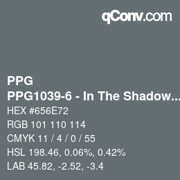 カラーコード: PPG - PPG1039-6 - In The Shadows | qconv.com