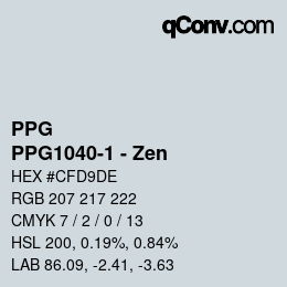 Color code: PPG - PPG1040-1 - Zen | qconv.com