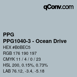 Farbcode: PPG - PPG1040-3 - Ocean Drive | qconv.com