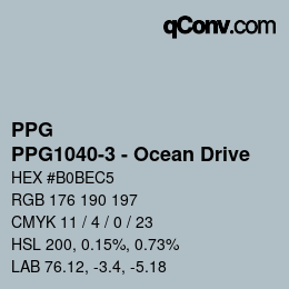 カラーコード: PPG - PPG1040-3 - Ocean Drive | qconv.com