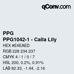 Color code: PPG - PPG1042-1 - Calla Lily | qconv.com