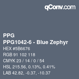 Color code: PPG - PPG1042-6 - Blue Zephyr | qconv.com
