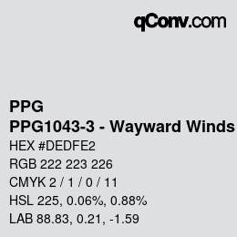 カラーコード: PPG - PPG1043-3 - Wayward Winds | qconv.com