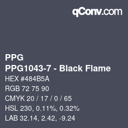 カラーコード: PPG - PPG1043-7 - Black Flame | qconv.com
