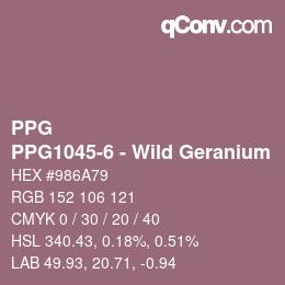 Color code: PPG - PPG1045-6 - Wild Geranium | qconv.com