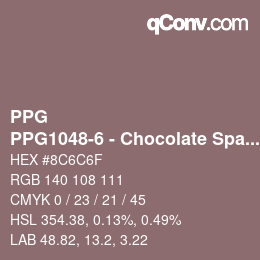 カラーコード: PPG - PPG1048-6 - Chocolate Sparkle | qconv.com