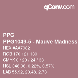 Código de color: PPG - PPG1049-5 - Mauve Madness | qconv.com