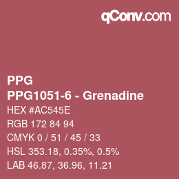 Color code: PPG - PPG1051-6 - Grenadine | qconv.com