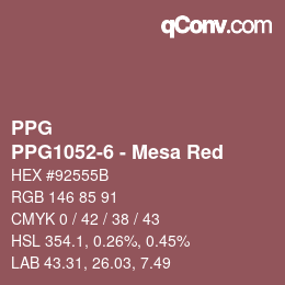 Color code: PPG - PPG1052-6 - Mesa Red | qconv.com