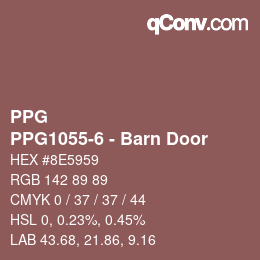 Color code: PPG - PPG1055-6 - Barn Door | qconv.com