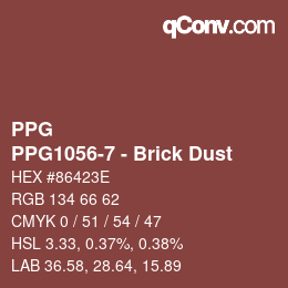 カラーコード: PPG - PPG1056-7 - Brick Dust | qconv.com
