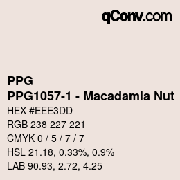 Farbcode: PPG - PPG1057-1 - Macadamia Nut | qconv.com