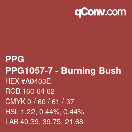 Color code: PPG - PPG1057-7 - Burning Bush | qconv.com