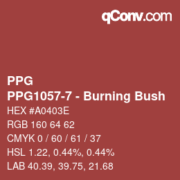カラーコード: PPG - PPG1057-7 - Burning Bush | qconv.com