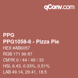 Código de color: PPG - PPG1058-6 - Pizza Pie | qconv.com