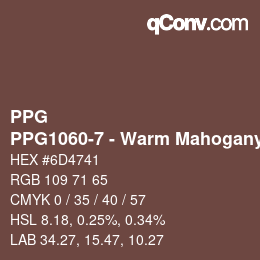 Color code: PPG - PPG1060-7 - Warm Mahogany | qconv.com