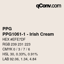Color code: PPG - PPG1061-1 - Irish Cream | qconv.com