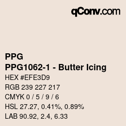 Color code: PPG - PPG1062-1 - Butter Icing | qconv.com