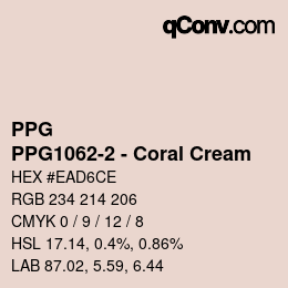 カラーコード: PPG - PPG1062-2 - Coral Cream | qconv.com