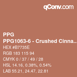 Color code: PPG - PPG1063-6 - Crushed Cinnamon | qconv.com