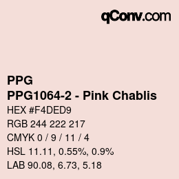 カラーコード: PPG - PPG1064-2 - Pink Chablis | qconv.com