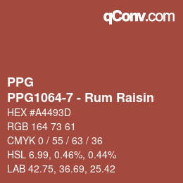 カラーコード: PPG - PPG1064-7 - Rum Raisin | qconv.com