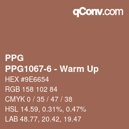 Color code: PPG - PPG1067-6 - Warm Up | qconv.com